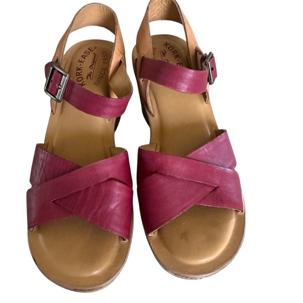 Kork-Ease Women's Pink/Berry Leather Cork Platform Sandals - Picture 4 of 15